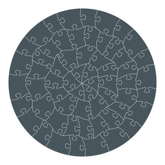 60 Grey Puzzle Circle Pieces Vector