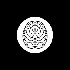 Brain icon isolated on black background