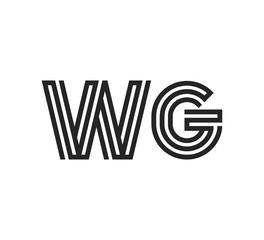 Initial two letter black line shape logo vector WG
