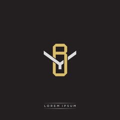 Obraz premium BY Initial letter overlapping interlock logo monogram line art style