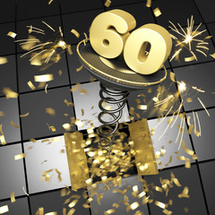 60th anniversary golden number on spring