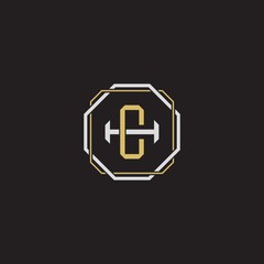 CH Initial letter overlapping interlock logo monogram line art style