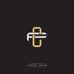 CF Initial letter overlapping interlock logo monogram line art style