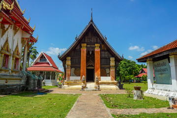 Fototapeta premium Beautiful landscape of ancient temple in Wat Manophirom Temple, Mukdahan, Thailand