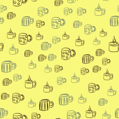 Coffee seamless vector pattern for Cup mug, restaurant or cafe menu design. 