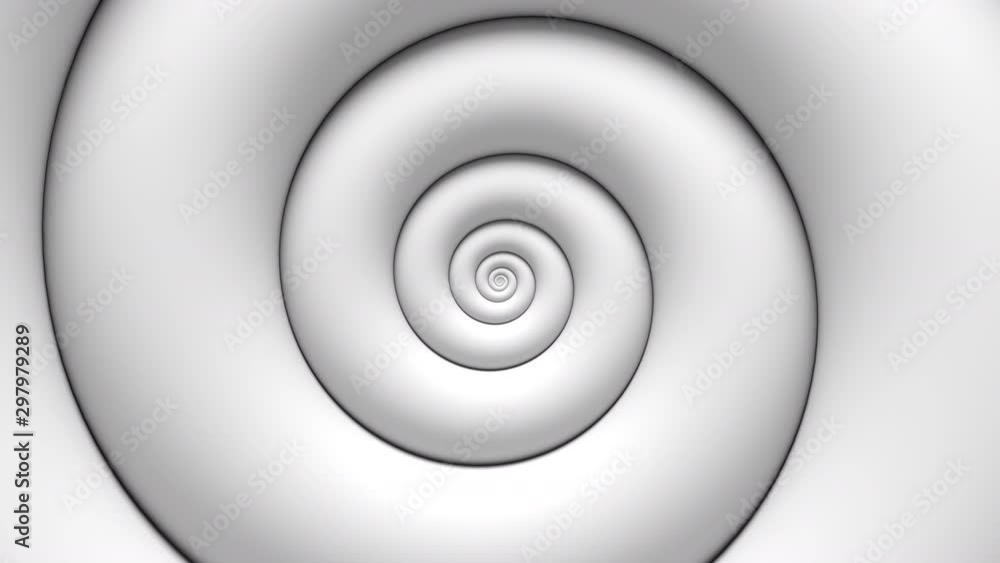 Poster abstract white fibonacci spiral rotating background. seamless loop. 3d rendering