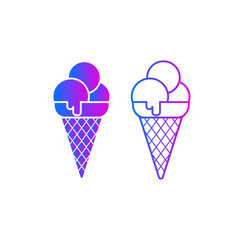 Two ice creams on white background