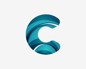 Fototapeta premium Letter C logo business icon design. Minimal flowing concept.