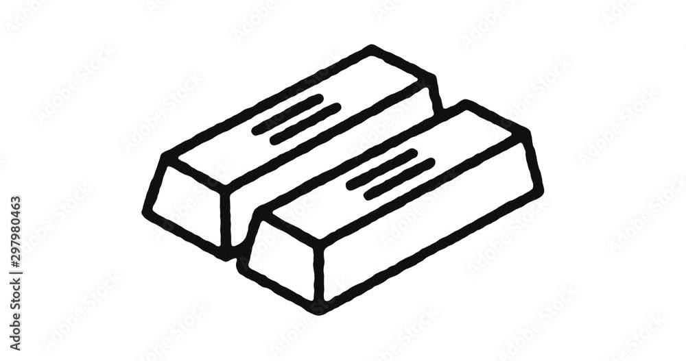 Poster gold outline icon animation footage/video. hand drawn like symbol animated with motion graphic, can 