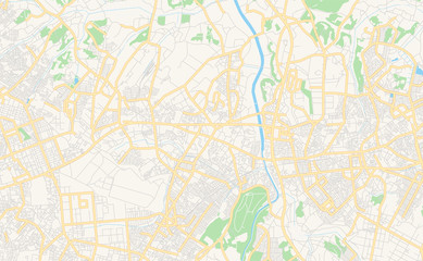 Fototapeta na wymiar Printable street map of Yachiyo, Japan