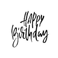 Happy birthday lettering for invitation and greeting card, prints and posters. Handwritten inscription. Calligraphic design. Vector illustration