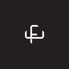 FU Initial letter overlapping interlock logo monogram line art style