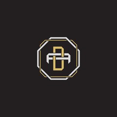 Obraz premium DA Initial letter overlapping interlock logo monogram line art style