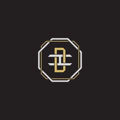 DI Initial letter overlapping interlock logo monogram line art style
