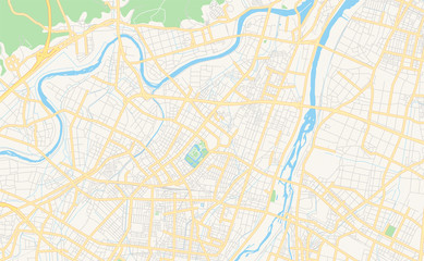 Fototapeta na wymiar Printable street map of Takaoka, Japan