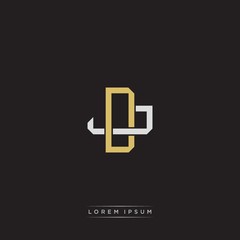 DJ Initial letter overlapping interlock logo monogram line art style