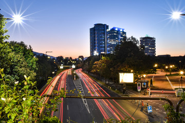Night lights and car traces