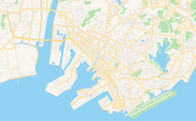 Printable street map of Ube, Japan