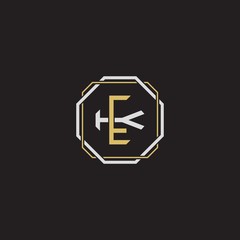 EK Initial letter overlapping interlock logo monogram line art style
