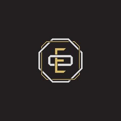 EO Initial letter overlapping interlock logo monogram line art style