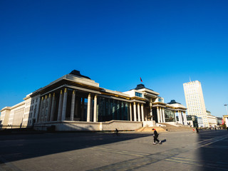 Fototapeta premium Ulan Bator / Ulaanbaatar, Mongolia: in front of the Parliament building, Suhbaatar square