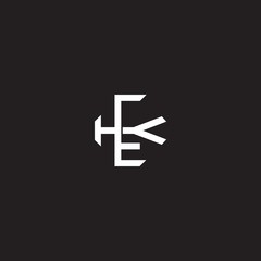 EK Initial letter overlapping interlock logo monogram line art style