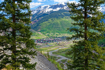 Overlooking the town of Silverton, Colorado, from the San Juan Skyway