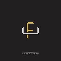 Fototapeta premium FU Initial letter overlapping interlock logo monogram line art style