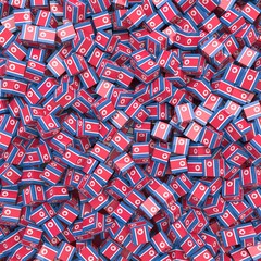 Democratic Peoples Republic of Korea national flag 3D blocks background. 3D illustration