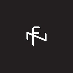 FN Initial letter overlapping interlock logo monogram line art style