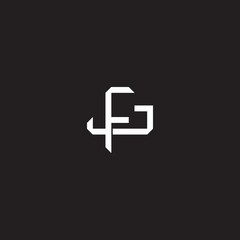 FJ Initial letter overlapping interlock logo monogram line art style
