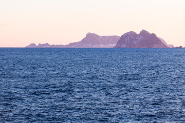 Evening mood on Lofoten islands in winter