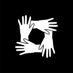 Obraz premium Solidarity hands icon isolated on black background