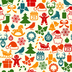 Christmas Seamless background with flat icons