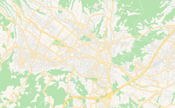 Printable street map of Hadano, Japan