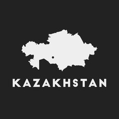 Obraz premium Ikona Kazachstanu. Mapa kraju na ciemnym tle. Stylowa mapa Kazachstanu z nazwą kraju. Ilustracji wektorowych.