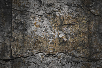 Cracks on the old concrete surface. double exposure, art background