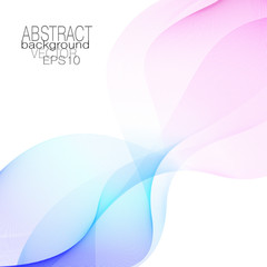 Pink, white, blue line art design element. Abstract background with subtle squiggly curves. Glowing wave pattern. Decorative shape, bright colored gradient. Vector wavy lines. EPS10 illustration