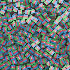 Republic of Azerbaijan national flag 3D blocks background. 3D illustration