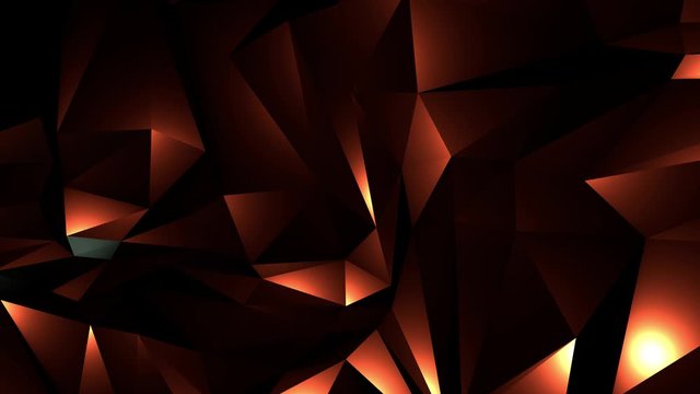 Amber lights moving across a low-poly wall,
casting shadows an reflections as they move.