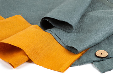 Orange and green fabric with buttons