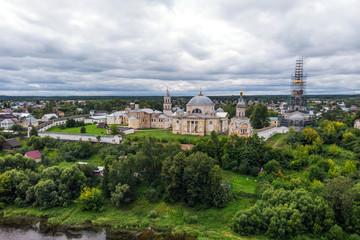 Aerial view of the Borisoglebsky Monastery in Torzhok, Tver oblast, Russia.