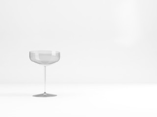 Empty vintage sparkling wine flute glass
