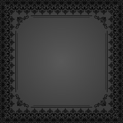 Classic square frame with arabesques and orient elements. Abstract ornament with place for text. Vintage dark pattern