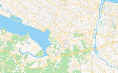 Fototapeta na wymiar Printable street map of Yonago, Japan
