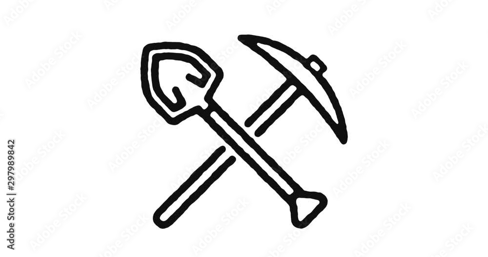 Poster mining outline icon animation footage/video. hand drawn like symbol animated with motion graphic, ca