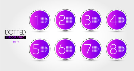 eight violet circle infographic options with numbers