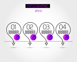 four infographic violet elements in row