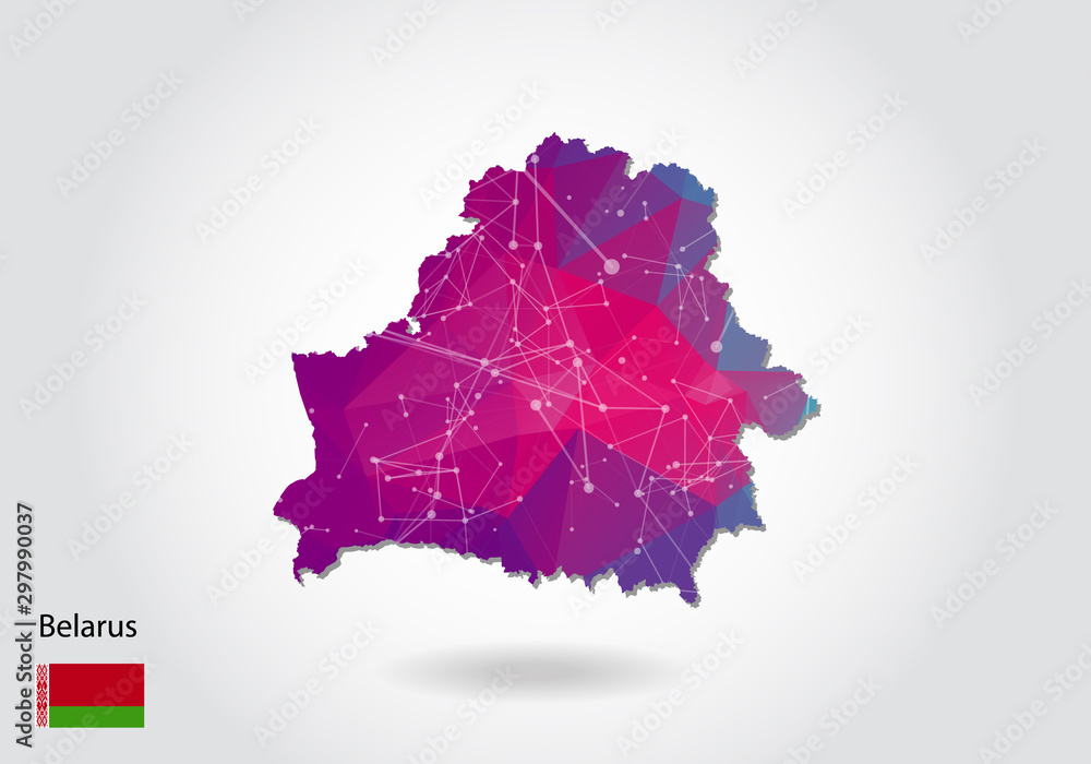 Poster vector polygonal belarus map. low poly design. map made of triangles on white background. geometric 