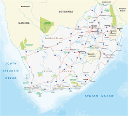 Obraz premium Mapa dróg i Parku Narodowego Republiki Południowej Afryki